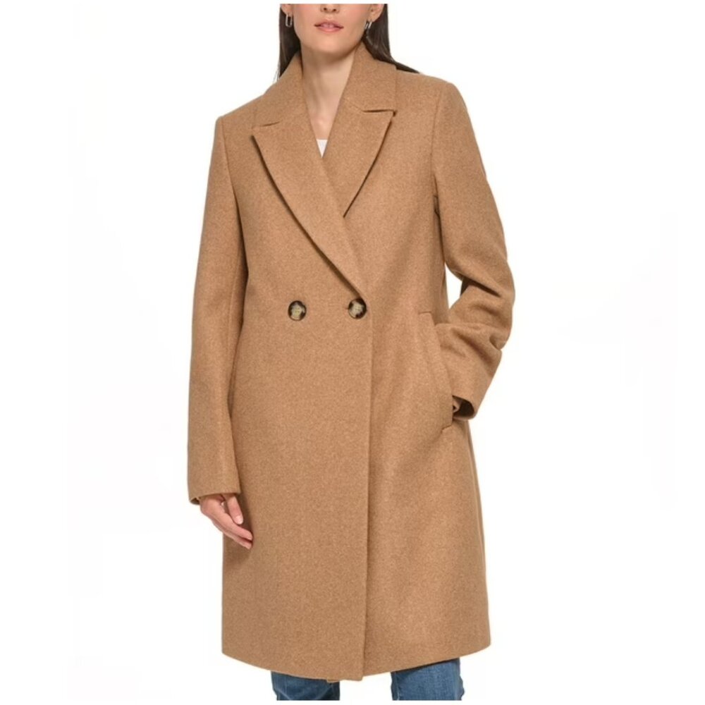 DKNY Womens Fashion Single Breasted Coat Camel Brown Size Small NWT